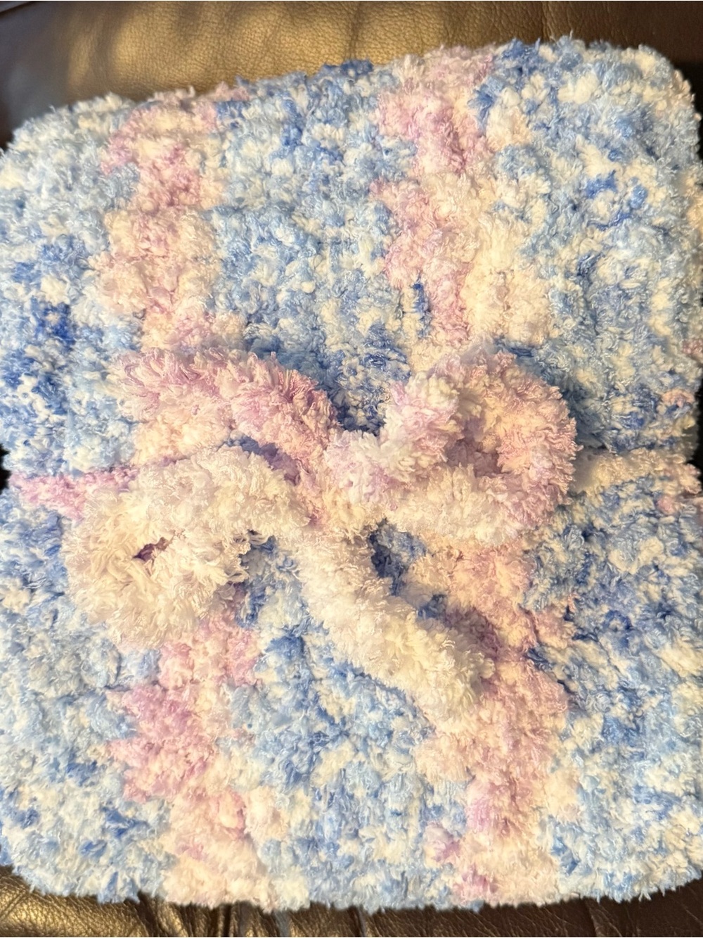 NEW Plush Pastel Blue & Pink baby blanket handmade by me